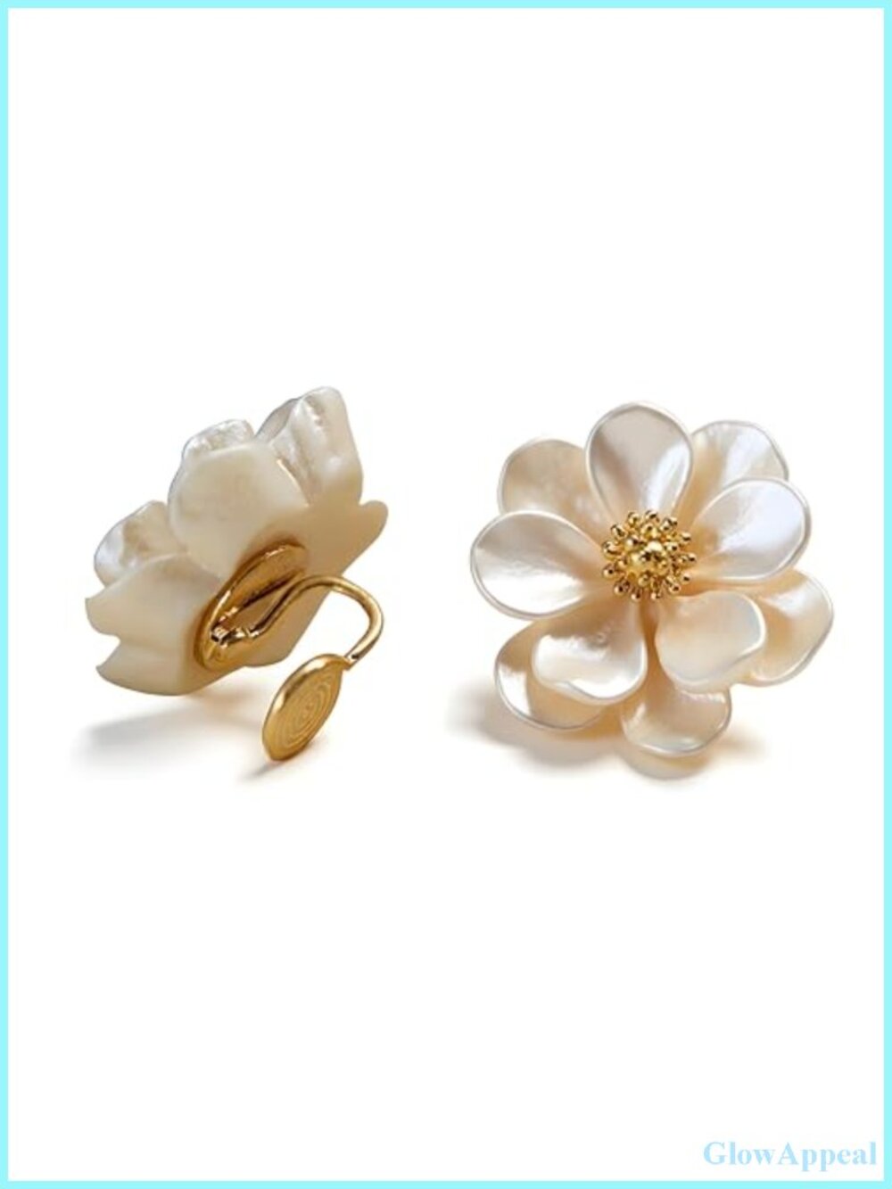 Flower Faux Pearl Clip-On Earrings Non Piercing Prong Setting